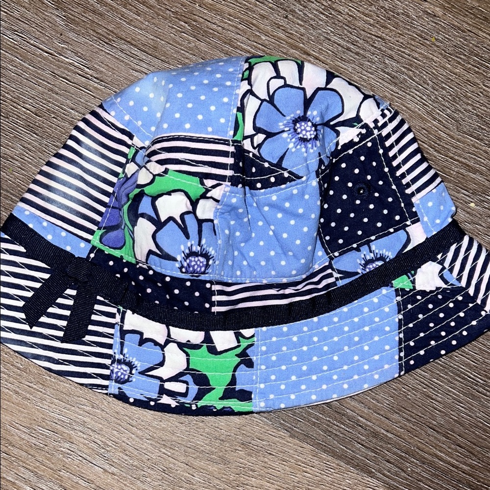 Vintage Gymboree Spring Prep Blue Floral Patchwork Spring Summer Bucket Hat